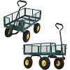 Heavy Duty Steel Garden Wagon Cart with Removable Sides, All Terrain Tires, Rolling Mesh Utility Wagon for Lawn Farm - 3 of 4