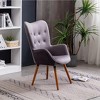 Roundhill Furniture Doarnin Contemporary Silky Velvet Tufted Button Back Accent Chair, Gray - 3 of 4
