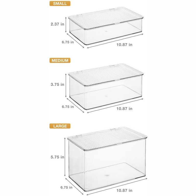 Sorbus 3 Piece Variety Clear Storage Bins For Pantry & Fridge With Hinged Lids  - Perfect Cabinet Organizer and Storage for Kitchen, 4 of 6
