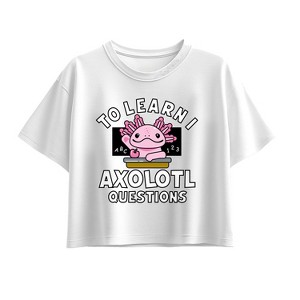 Girls' - Instant Message - To Learn I Axolotl Questions Short Sleeve Boxy Graphic T-Shirt - 1 of 4