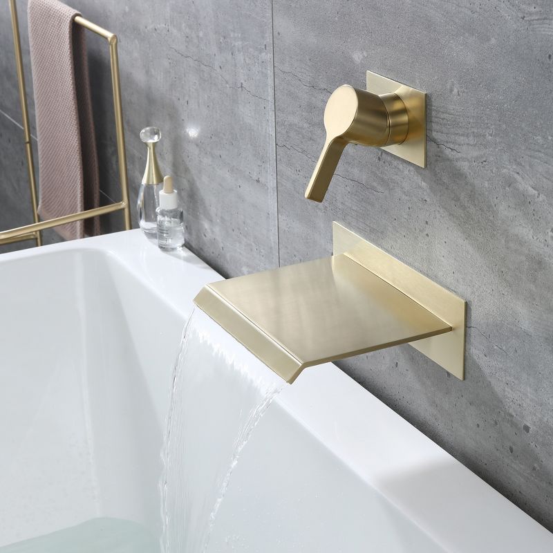 Sumerain Wall Mount Tub Faucet Brushed Brass with Waterfall Tub Spout with High Flow Rate, 4 of 13