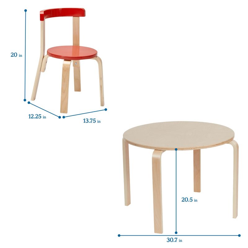 ECR4Kids Bentwood Table and Curved Back Chair Set, Kids Wood Furniture, 3 of 13