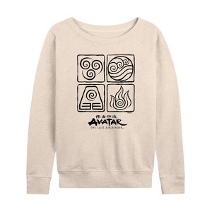 Women's - Avatar: The Last Airbender - Four Elements Lightweight French Terry Wide Neck Long Sleeve Shirt - 1 of 4