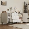 FUFU&GAGA White Wave - Front Storage Cabinet Accent Cabinet Buffet  - 3 - Drawer & 2 - Door Organizer for Bedroom/Living Room - 3 of 4