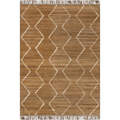Nuloom Imaan Geometric 5x8 Jute Indoor Area Rug for Dining Room Rug Neutral Rug Living Room Rug, Natural