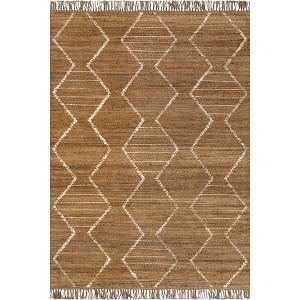 Nuloom Imaan Geometric 5x8 Jute Indoor Area Rug for Dining Room Rug Neutral Rug Living Room Rug, Natural - 1 of 4