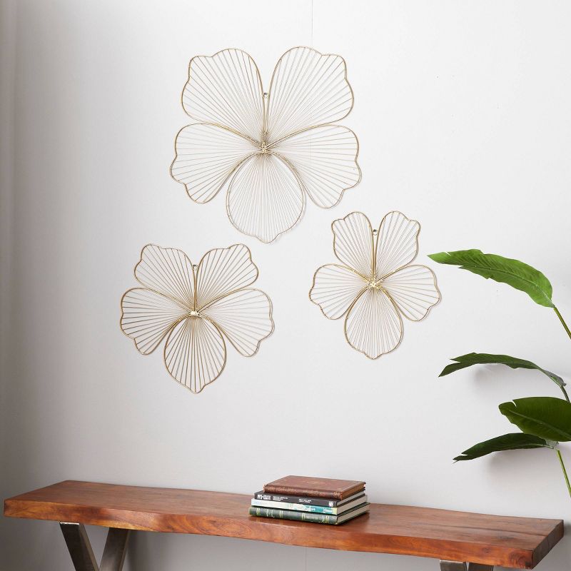 Metal Floral Wall Decor Set of 3 Gold - CosmoLiving by Cosmopolitan, 2 of 6