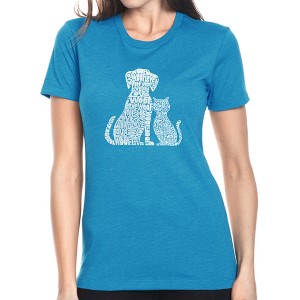 LA Pop Art Women's Premium Blend Word Art T-shirt - Dogs and Cats - 1 of 4