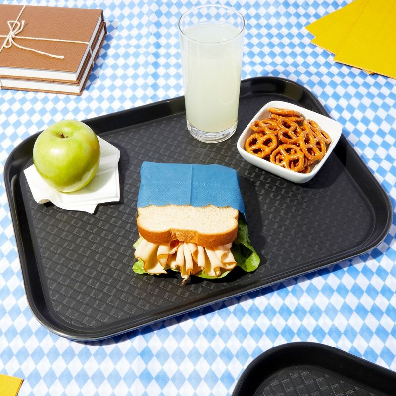 Okuna Outpost 8 Pack Plastic Cafeteria Serving Tray for Restaurant, Black, 16" x 12", 4 of 9