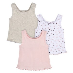 Gerber Baby & Toddler Girls Racer Back Tank Tops, 3-Pack - 1 of 4
