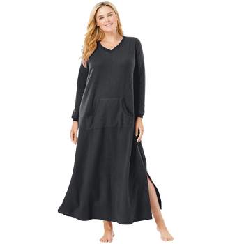 Dreams & Co. Women's Plus Size Long Supportive Gown, M - Soft Iris Dot