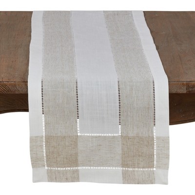 Saro Lifestyle Hemstitch Runner, 15"x70", Ivory