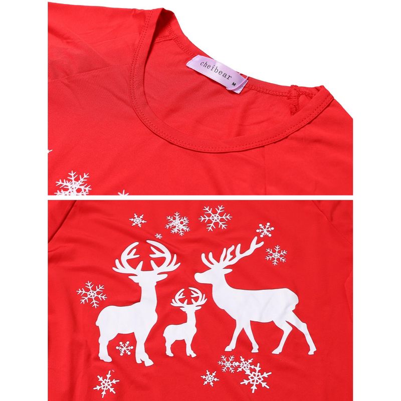 cheibear Christmas Deer Loungewear Long Sleeves Tee and Deer Pants Family Pajama Sets, 4 of 5