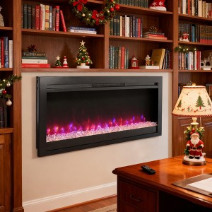 CLIHOME 44 in. Recessed Electric Fireplace Insert with Remote and Multi Color Flame and Emberbed - 1 of 4