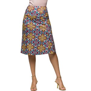 24seven Comfort Apparel Womens Bright Floral Print Comfortable Elastic Waist Knee Length Skirt - 1 of 4