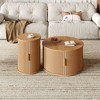 Okak Modern Round Set of 2 Coffee Table with Hidden Storage Doors,Fluted Wood Veneer Center Table for Living Room,Bedroom - 2 of 4