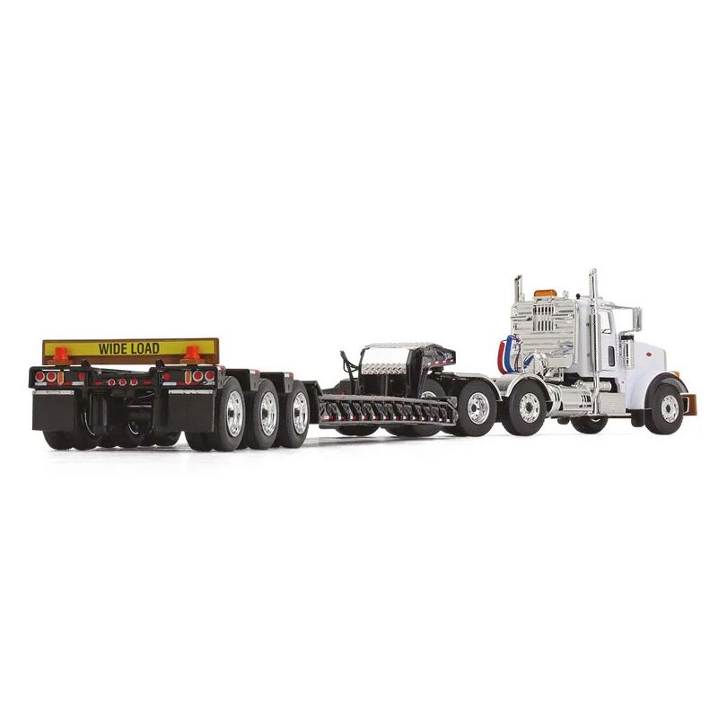 First Gear 1/50th White Peterbilt 367 Day Cab with Black Talbert 55SA Tri Axle Lowboy Trailer 50-3349A, 2 of 7