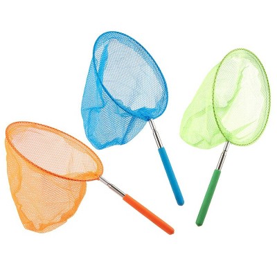 Juvale 3 Pack Butterfly Nets - Telescopic Bug Catching Nets for Kids, 3 Colors, 8 x 14.25 In