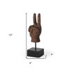 HomeRoots 13" Brown Fabric Hand Tabletop Sculpture - 3 of 4