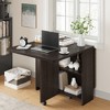 CuisinSmart Folding Dining Table, Drop Leaf Expandable Dining Table with 6 Wheels & 2 Tier Storage Shelf, Space Saving Dining Table - 3 of 4