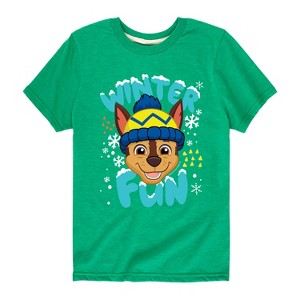 Boys' - Paw Patrol - Chase Winter Fun Short Sleeve Graphic T-Shirt - 1 of 4