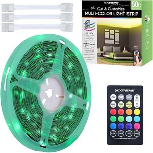 Xtreme 50ft Cut & Customize Indoor LED Strip Kit. Dimmable, 4 Color Modes. Includes 3 Connectors, Remote, & Power Supply - 1 of 4