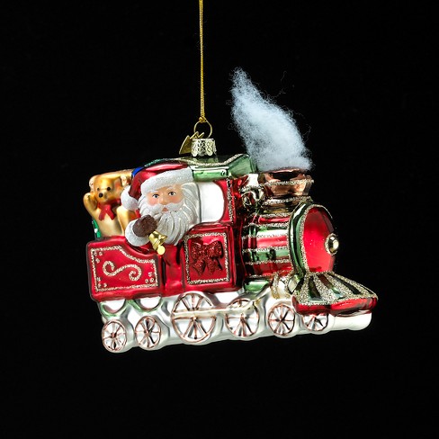 Kurt Adler Christmas Santa On Train Noble Gems Glass Ornament New 2019 NB1494 