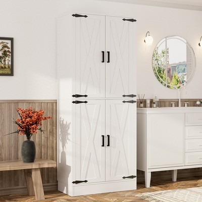 Besiost Freestanding Kitchen Pantry Cabinet with 4 Doors, 71" Large Storage Cupboard with Drawer and Shelves