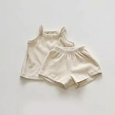 MyKids-USA Baby Quality Waffle Knitted Fabric Sling Shirt Combo Shorts Sets