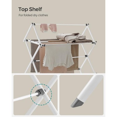 Foldable White Steel Frame Clothes Drying Rack