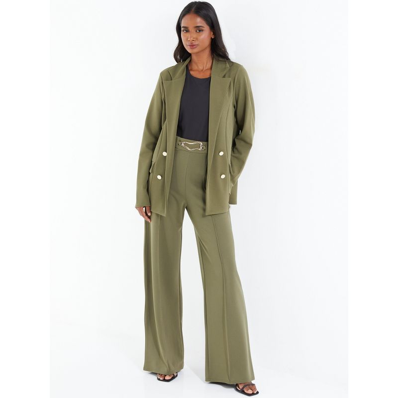 QUIZ Women's Olive Green Relaxed 4 Button Blazer, 1 of 4