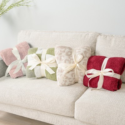 Taupe Tan Plush Knit Reversible Fleece Throw Blanket