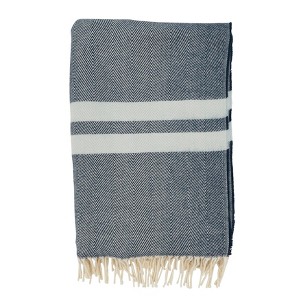 Saro Lifestyle Trendy Stripe and Herringbone Fringed Throw - 1 of 3