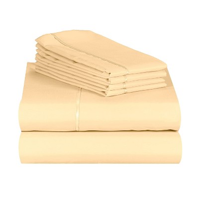 Yellow Twin Extra Long 6 Pc Rayon From Bamboo Solid Performance Sheet 