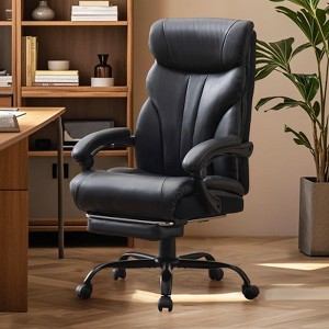 Big and Tall Office Chairs with Foot Rest,500LBS Wide Ergonomic Gaming Chair,90-155°Recline Executive Leather Computer Chairs - 1 of 4