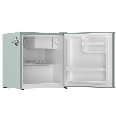 Sage Green Retro Mini Refrigerator with Silver Bar Handle