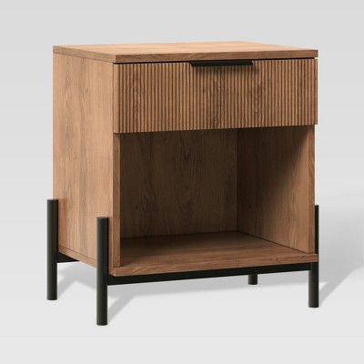 Modern Boho Fluted 1 Drawer Storage Nightstand - Saracina Home