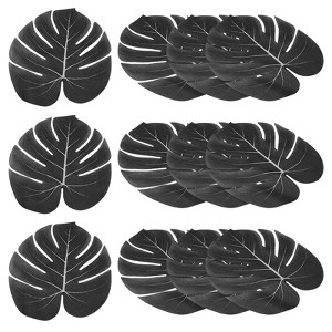 Unique Bargains Faux Lifelike Appearance Durable Artificial Palm Black Leaves - 1 of 4