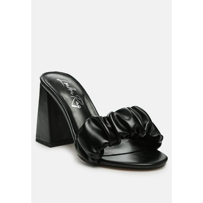 Noie Ruched Strap Block Heel Women Sandals