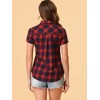 INSPIRE CHIC Women's Classic Short Sleeve Button Down Plaid Shirt - 4 of 4