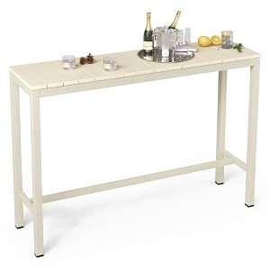 Outdoor Bar Stools Set of 2, 26 Inch All Weather HDPS Patio Counter Height Barstools with Back & Footrest, Aluminum Bar Stool Chairs - 1 of 4