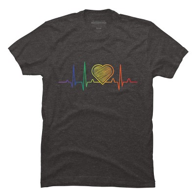 Adult Design By Humans Rainbow Pride Heartbeat Love For All By Avocato T-Shirt