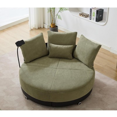 NicBex Couches for Living Room 52.75'' Oversized Round Swivel Chair Upholstered Sofa Couples chair with Adjustable Phone Stand for Bedroom