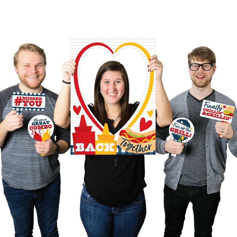 Big Dot of Happiness Missed You BBQ - Backyard Summer Picnic Party Selfie Photo Booth Picture Frame and Props - Printed on Sturdy Material, 1 of 7
