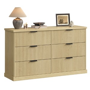 6-Drawer Double Dresser for Bedroom, 54.2" Wide Chest of Drawers with Fluted Panels, Transitional Storage Dresser - 1 of 4