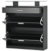 Syemin Shoe Racks Slim Tipping Bucket Shoe Cabinet with Hanging Hooks, Entryway Organizer, Free Standing Shoe Rack Hallway, Black, 35"*9.4"*40.9" - 4 of 4