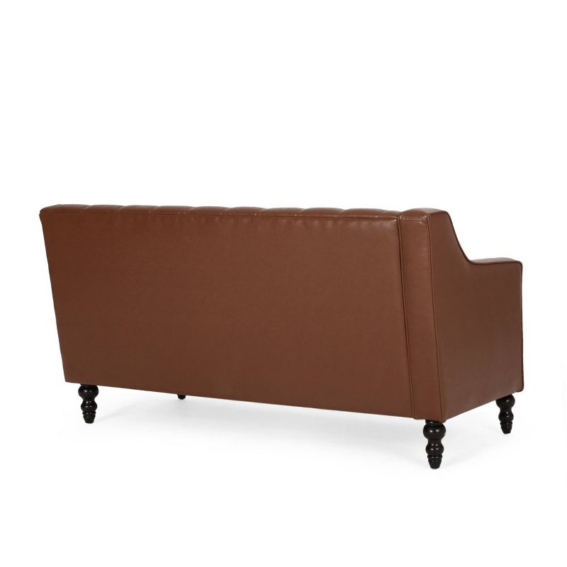 Furman Contemporary Tufted Chaise Sectional Cognac Brown/Dark Brown - Christopher Knight Home, 5 of 17