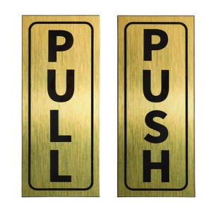 Unique Bargains PVC Self-Adhesive Waterproof Store Office Push Pull Door Sign 1 Set - 1 of 4