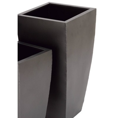 Set of 3 Dark Gray Metal Indoor/Outdoor Planters