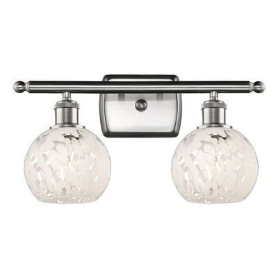 White Mouchette - 2 Light Bath Vanity In Modern Style-9 Inches Tall and 16 Inches Wide